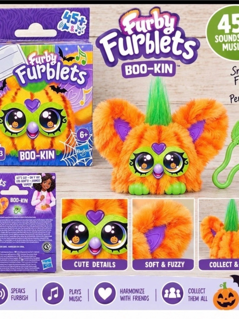 Furby Furblets Boo-Kin Halloween Interactive Toy – Orange – Hasbro NIB